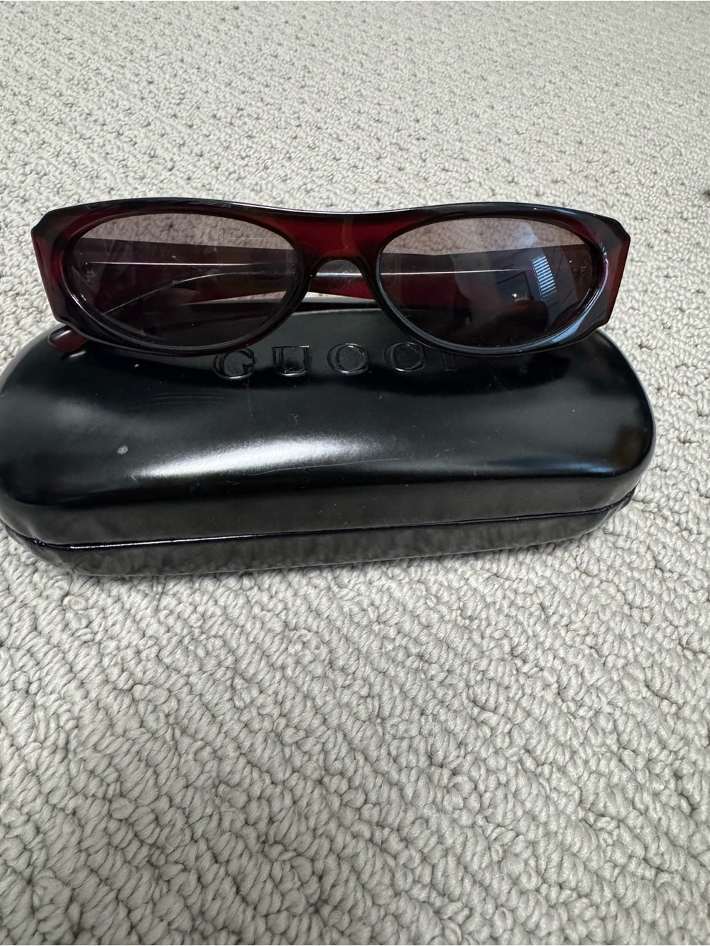 Gucci Women's Sunglasses in Deep Burgundy Frame with Dark Lenses